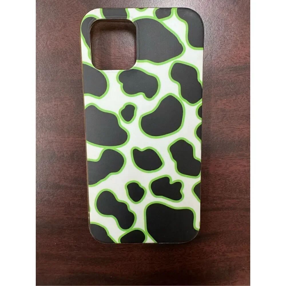 Cow Print with Green IPhone 12 Phone Case